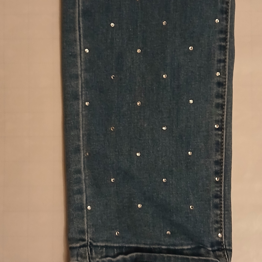 Bebe Woman's Straight Leg Mid Rise Jeans Rhinestone Size 27 Blue Denim Jeans #5A - Picture 16 of 16